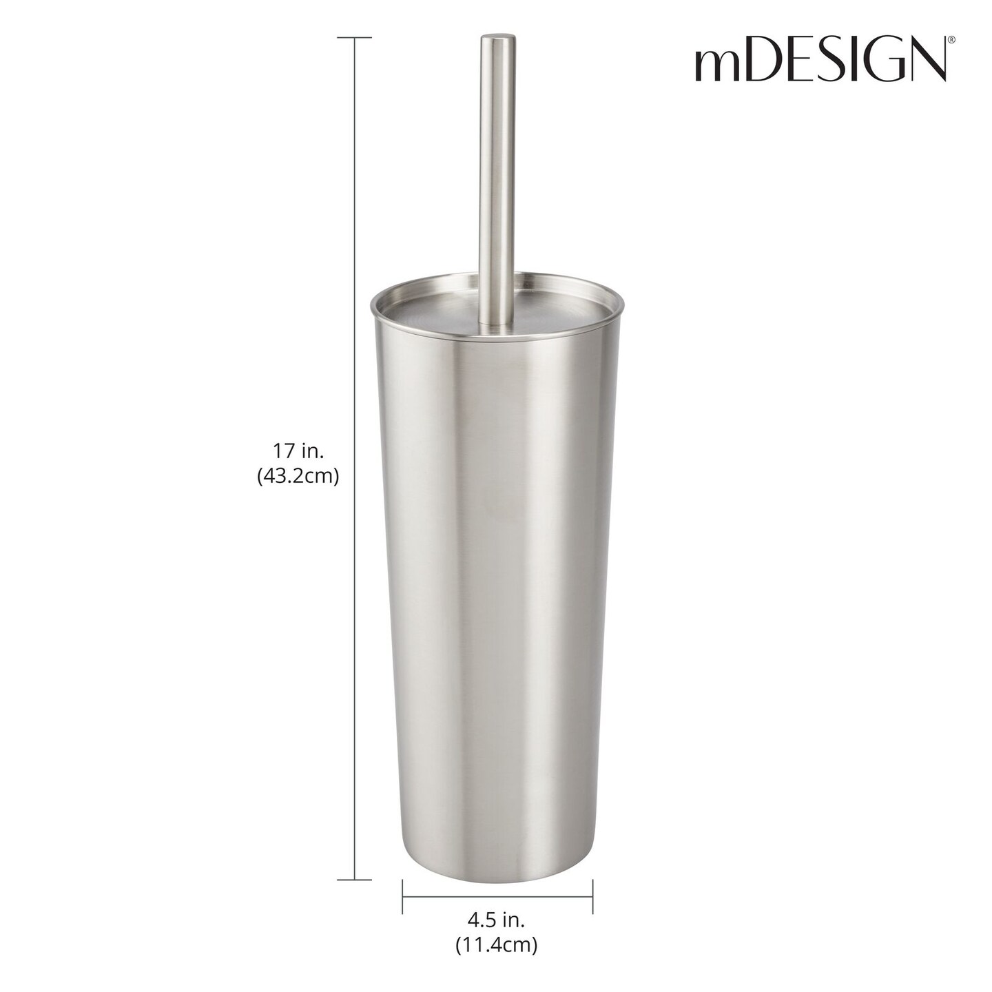 mDesign Steel Toilet Bowl Brush/Holder Bathroom Storage Combo