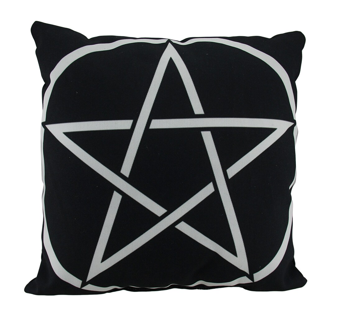 Black and White Pentacle Symbol 18 Inch Indoor / Outdoor Throw Pillow