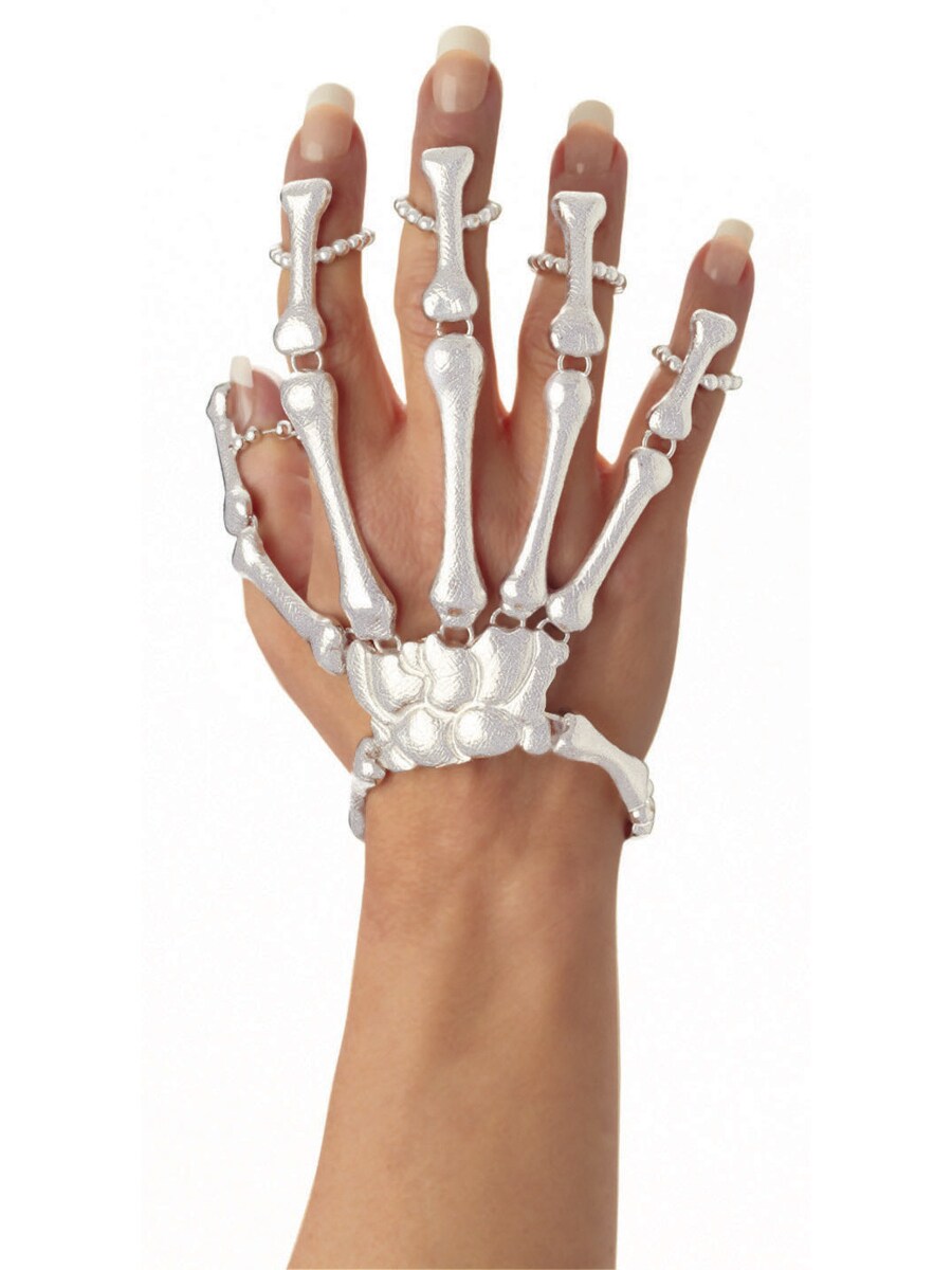Punk Rock Goth Bone Collection White Skeleton Hand Bracelet