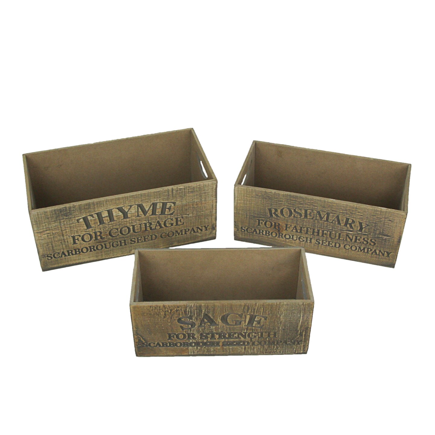 Set of 3 Decorative Wooden Nesting Boxes Thyme Rosemary Sage Farmhouse Decor