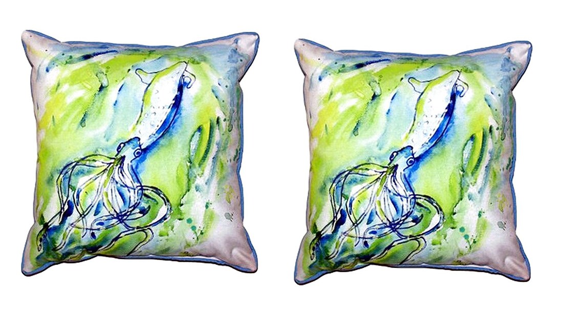 Pair of Betsy Drake Calamari Small Pillows 12 Inch X 12 Inch