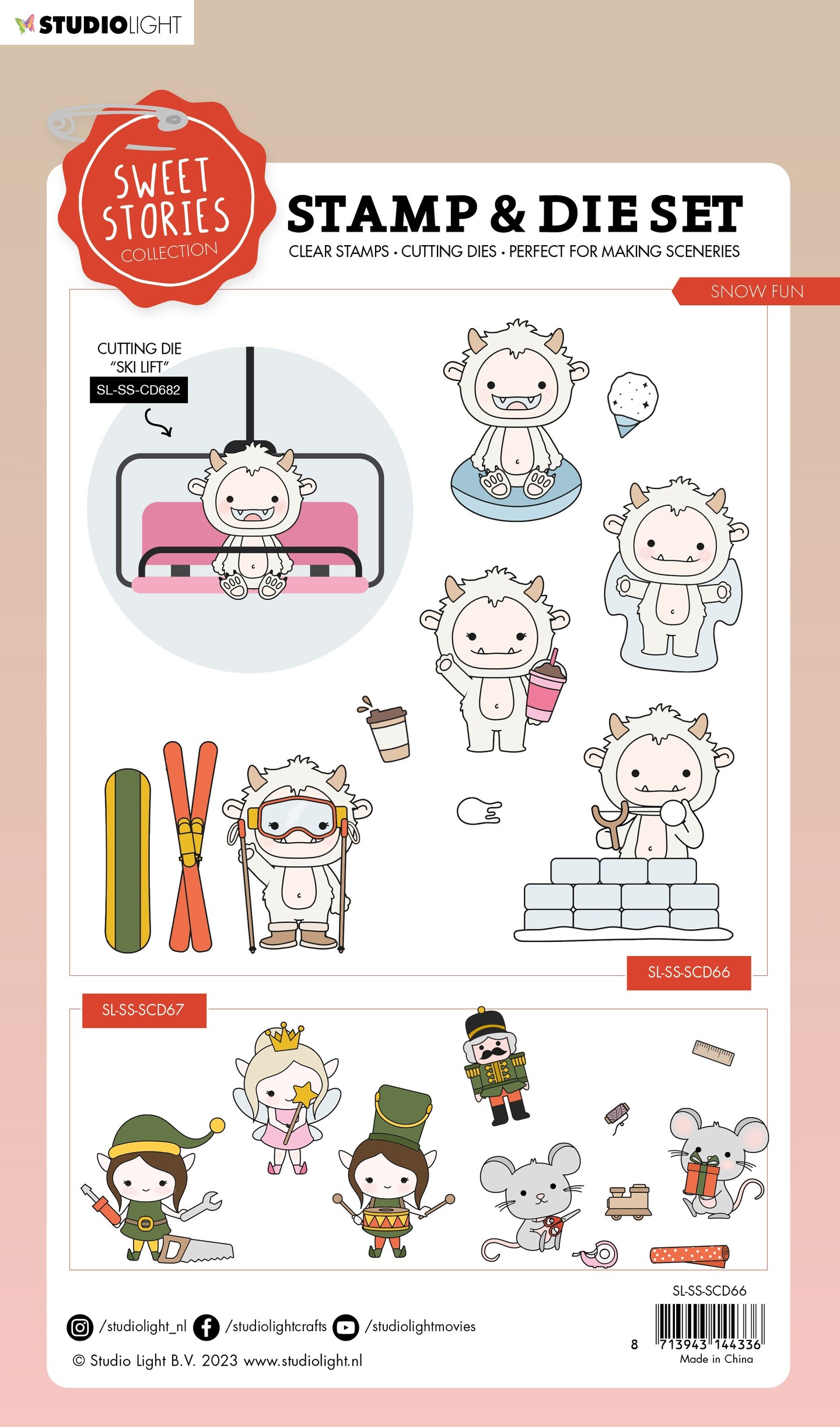 Studio Light SL Stamp & Cutting Die Snow Fun Sweet Stories 154x223x3mm ...