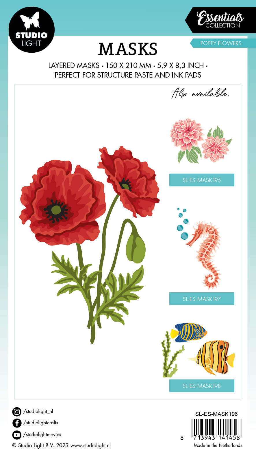 Studio Light SL Mask Poppy Flowers Essentials 150x210x1mm 1 PC nr.196
