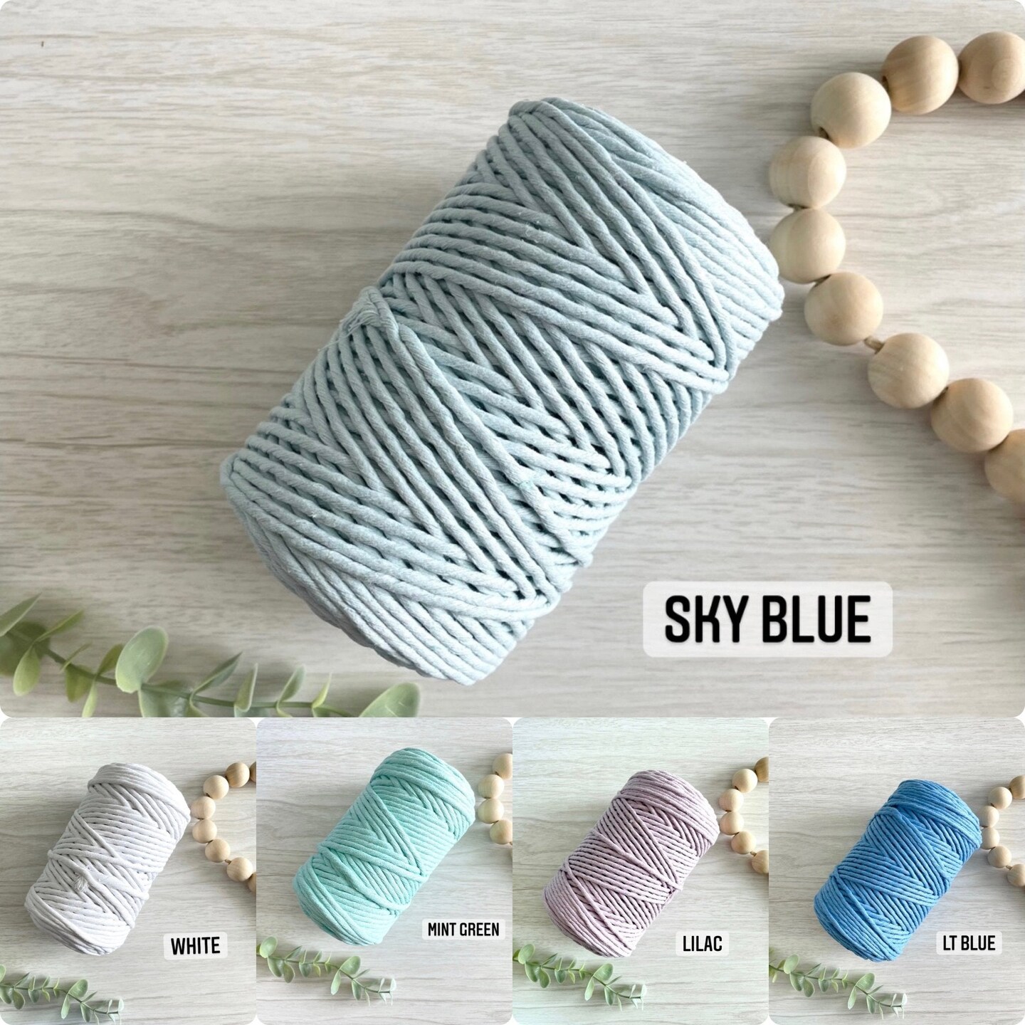 3mm Single Strand Macrame Cotton Cord, 23 Beautiful Colors, Macrame Wall Hanging, Plant Hangers, Cotton Rope for Macrame