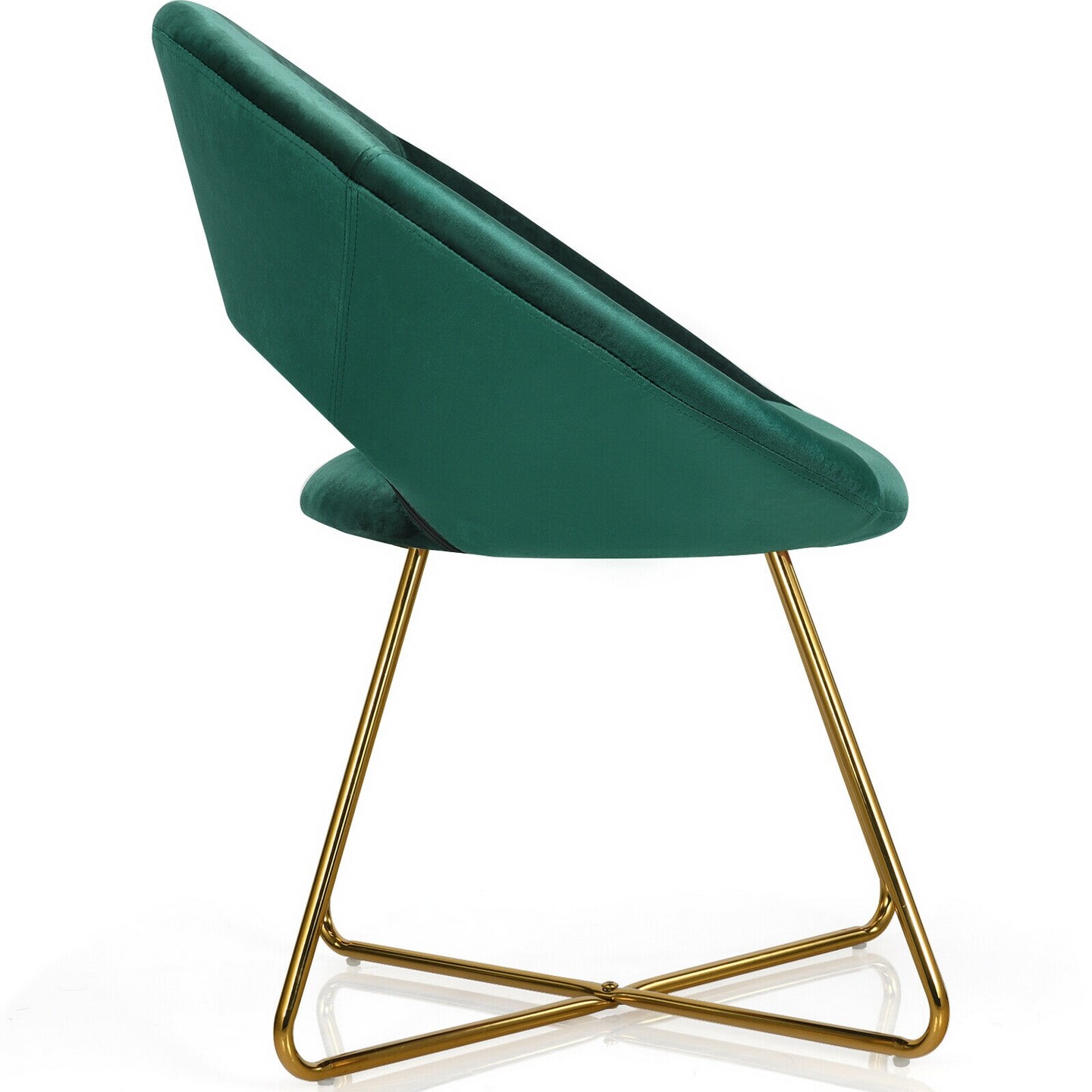 Modern Glam Velvet Accent Arm Chair with Golden Metal Legs and Soft Cushion Seat
