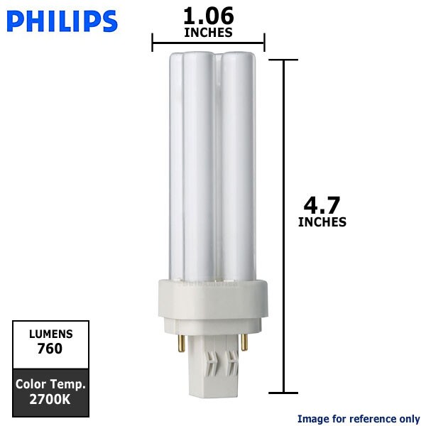 Philips 13w 2700k PL-C ALTO 13W/827 Double Tube 2-Pin Fluorescent Light Bulb