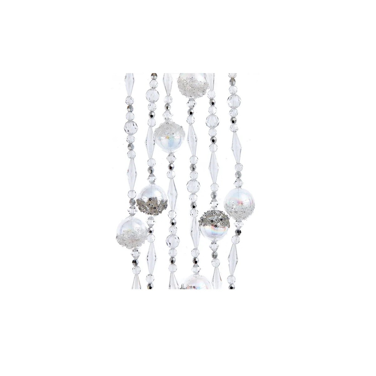 KSA Set of 4 Clear Glass Iridescent Beaded Christmas Garland 6&#x27;