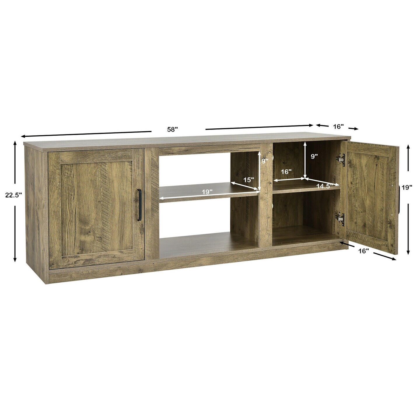 58 Inch TV Stand with 1500W Faux Fireplace for TVs up to 65 Inch