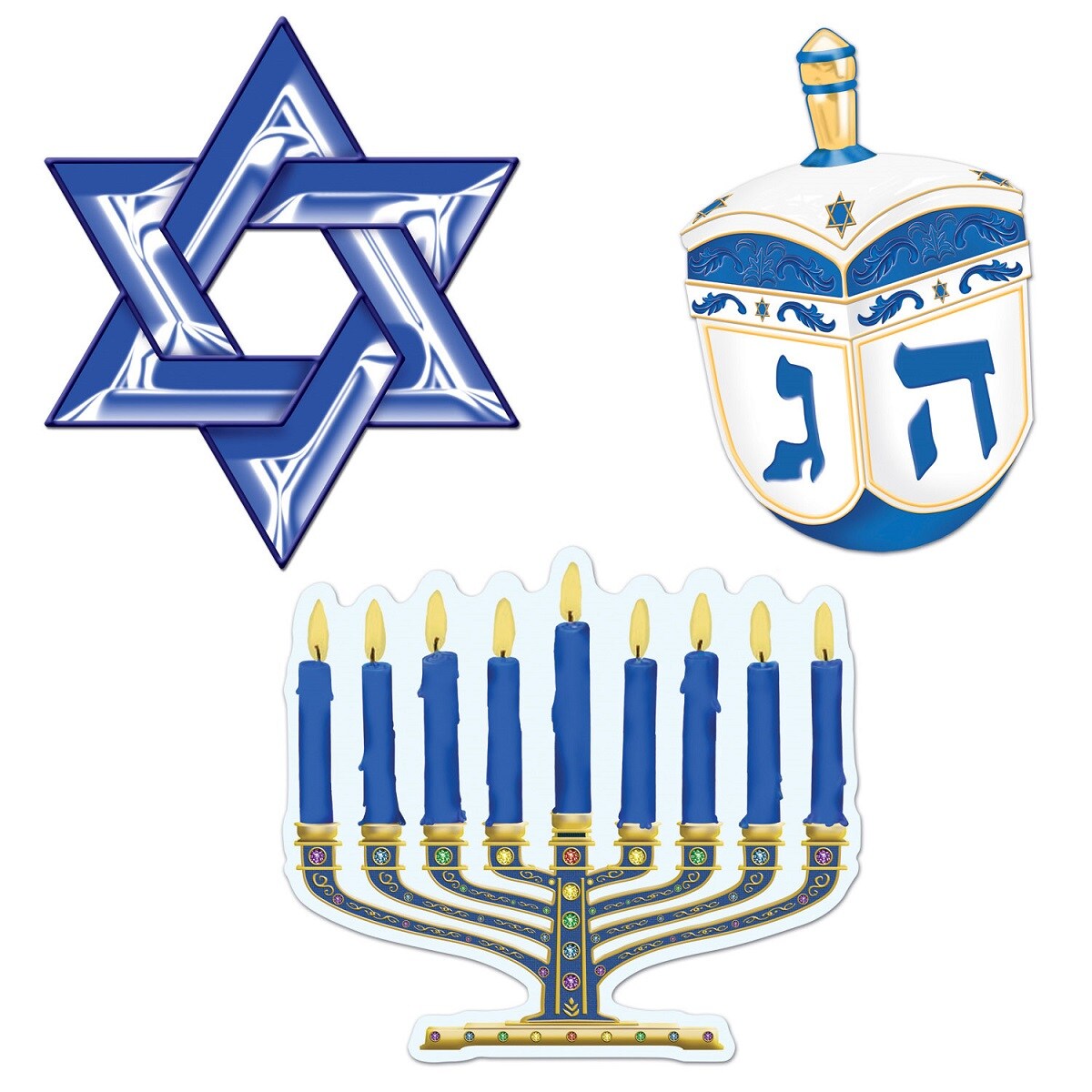 Party Central Club Pack of 36 Blue and White Hanukkah Cutout Decorations 9.5&#x22;