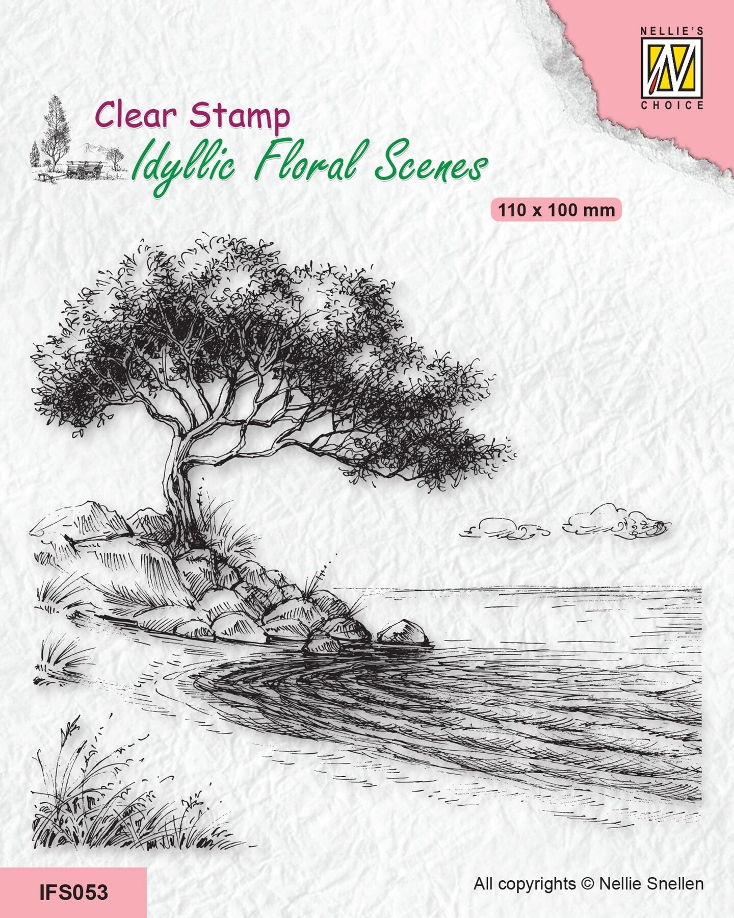 Nellie&#x27;s Choice  Clear Stamp Idyllic Floral Scene - Tree On Shore