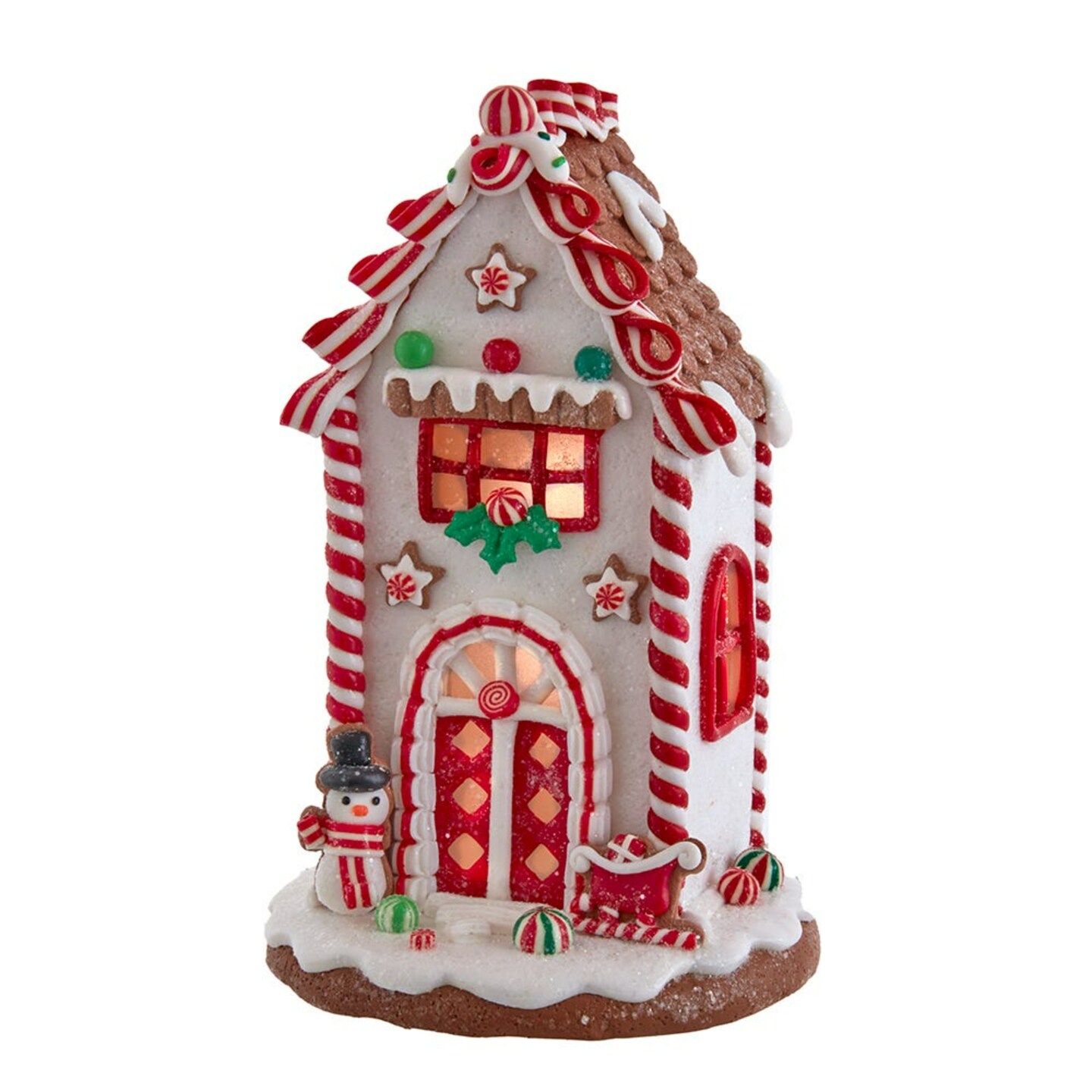KSA 8.5" Battery Operated LED Gingerbread House with Santa Christmas Tabletop Decoration