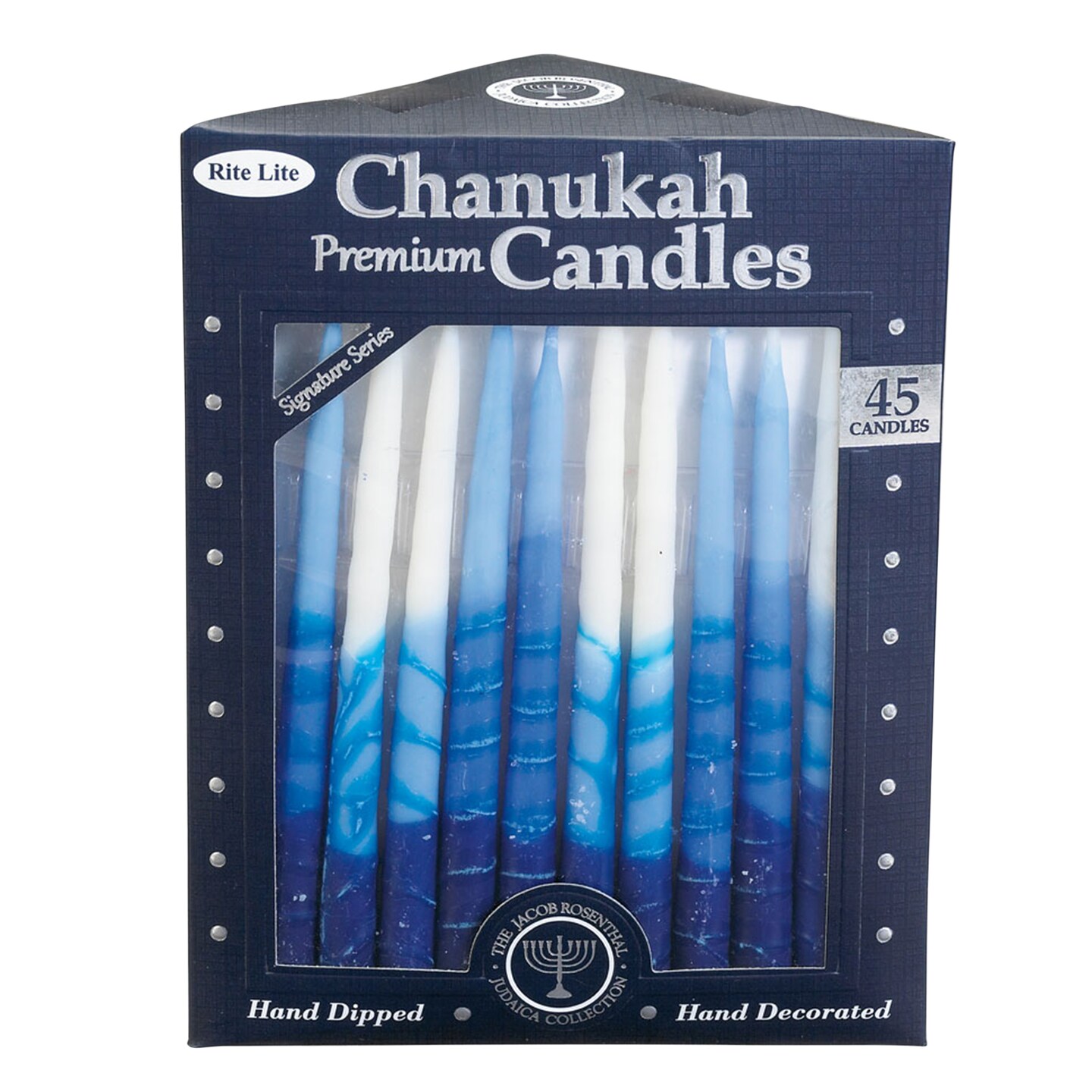 Rite Lite Blue and White Hanukkah Premium Hand Dipped Candles 5&#x22;
