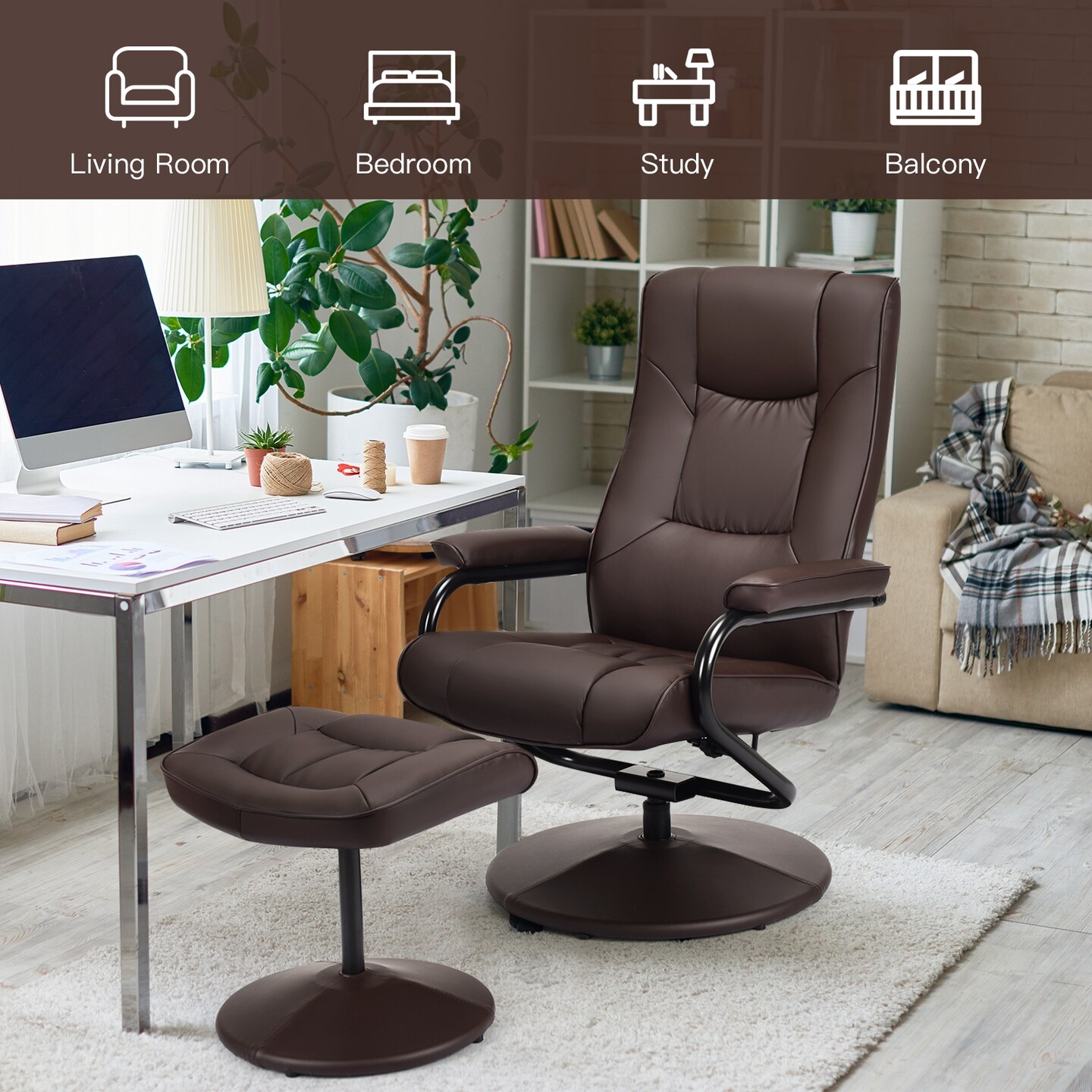 Swivel Lounge Chair Recliner with Ottoman