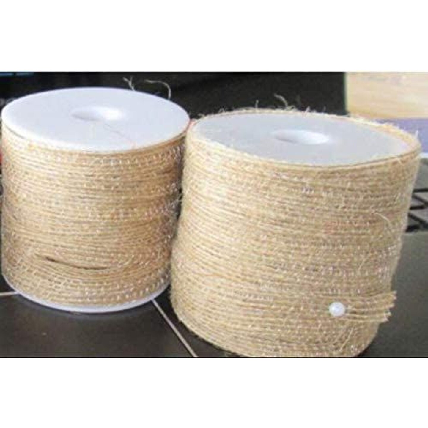4 Rolls Natural Burlap Fabric 0.25 Inch Wide Ribbon for DIY Crafts, 65.5 Feet Long