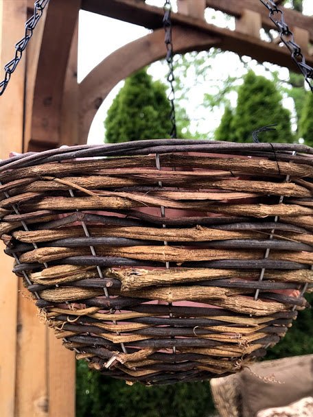 14&#x22; RUSTIC WICKER WOOD Hanging Woven Basket