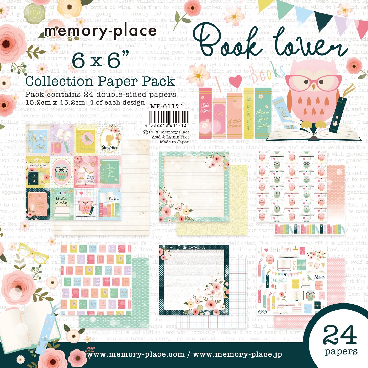 Memory Place Double-Sided Paper Pack 6&#x22;X6&#x22; 24/Pkg-Book Lover