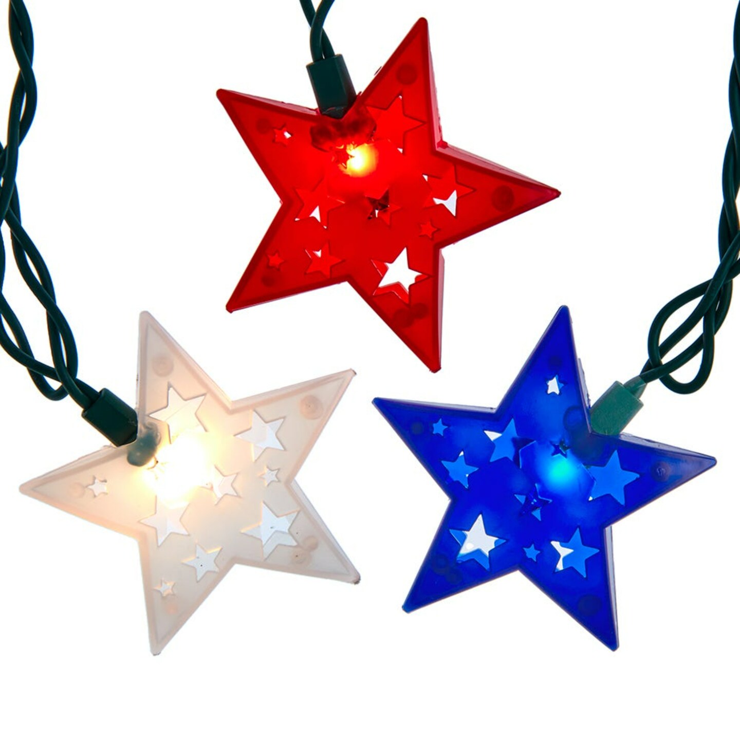KSA Set of 10 Red and Blue Patriotic Star Fourth of July Lights