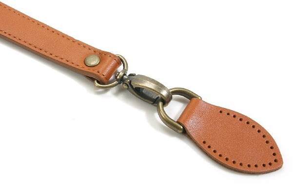 24&#x22; byhands Genuine Leather Shoulder Bag Strap, Bronze Style Ring, Camel (32-6103)