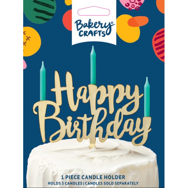 Happy Birthday Plastic Candle Holder Cake Topper, 1ct