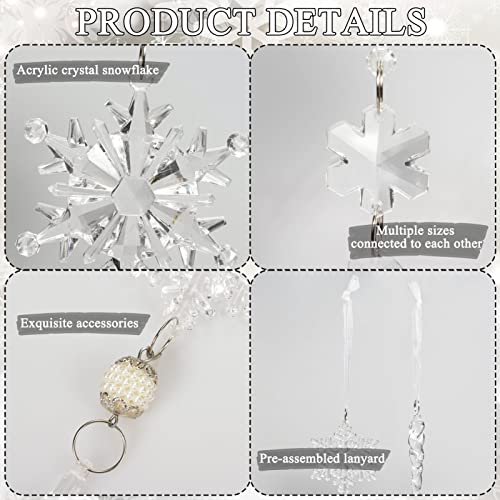 18pcs Crystal Christmas Ornaments for Christmas Tree Decorations-Hanging Acrylic Snowflake and Icicle Ornaments with Drop Pendants for Christmas Tree New Year Party Decorations Supplies
