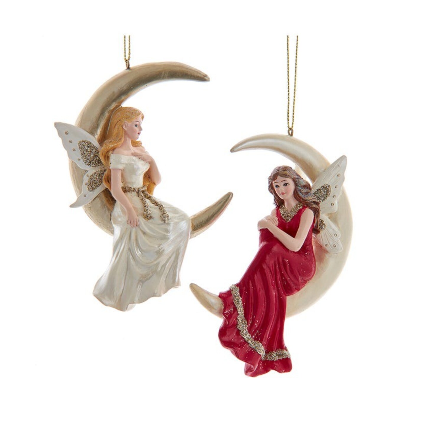 KSA Club Pack of 12 White and Red Cranberry Pearl Fairies on Moon