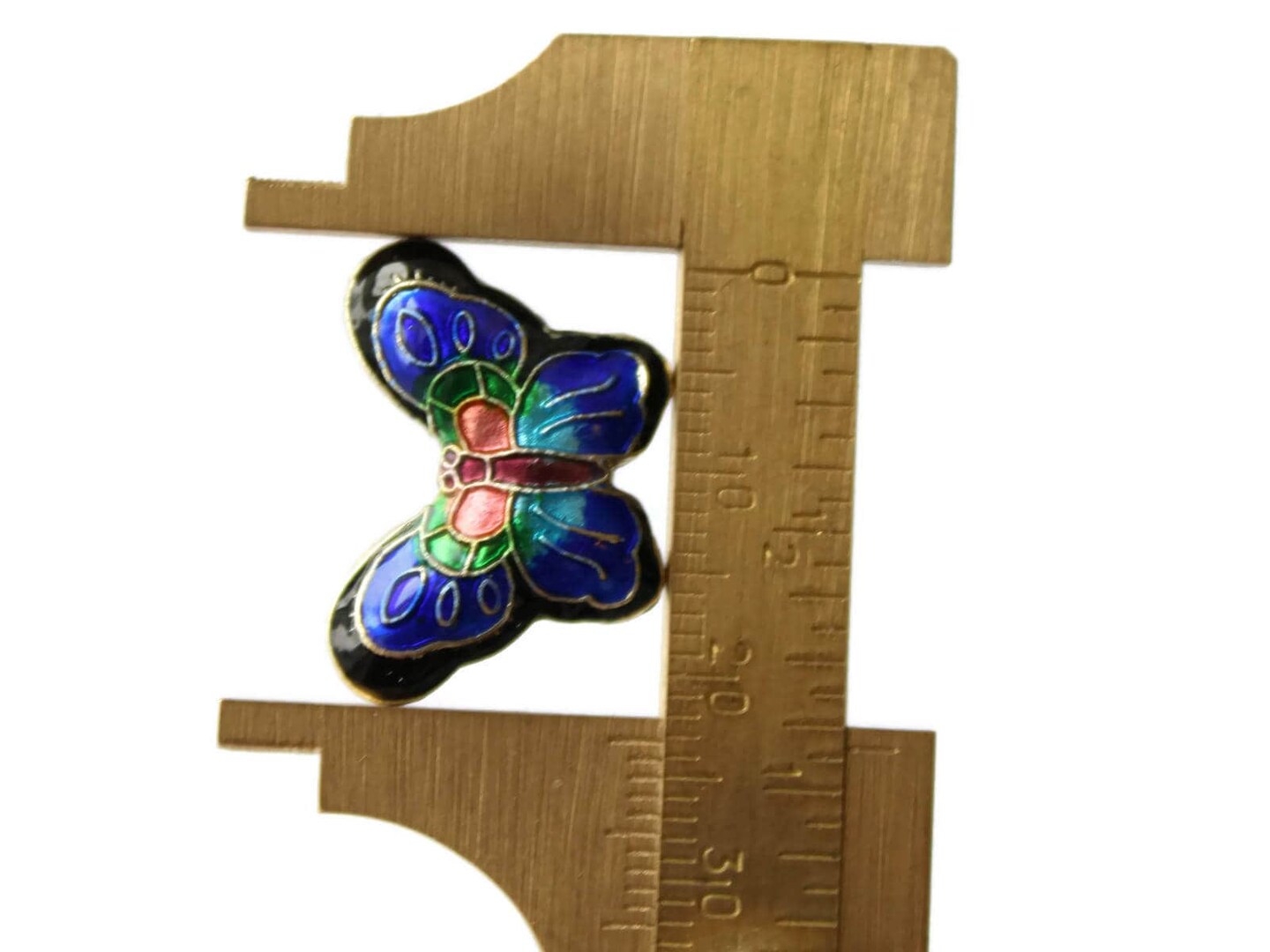 2 23mm Black and Blue Cloisonne Butterfly Beads