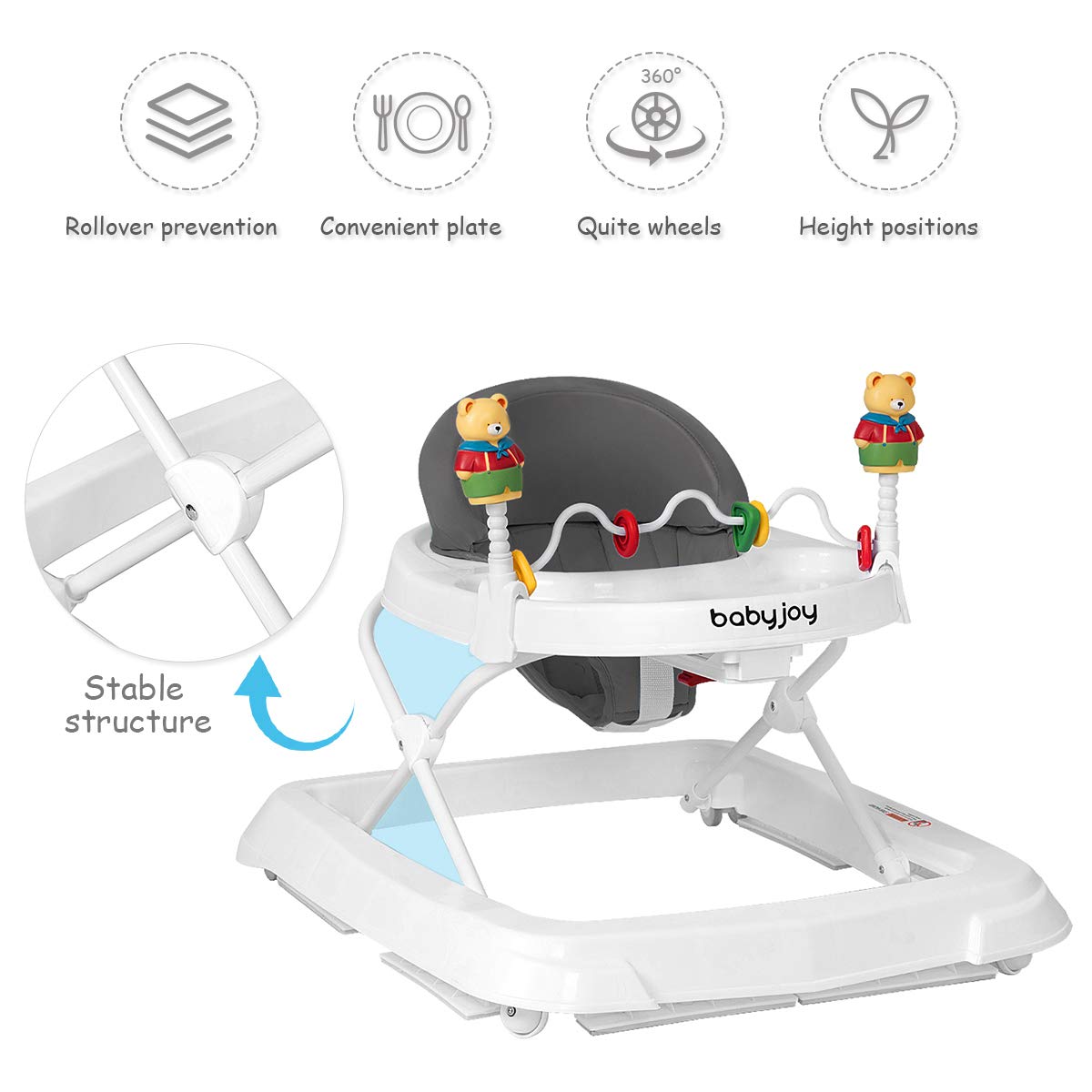 Adjustable Height Removable Folding Portable Baby Walker