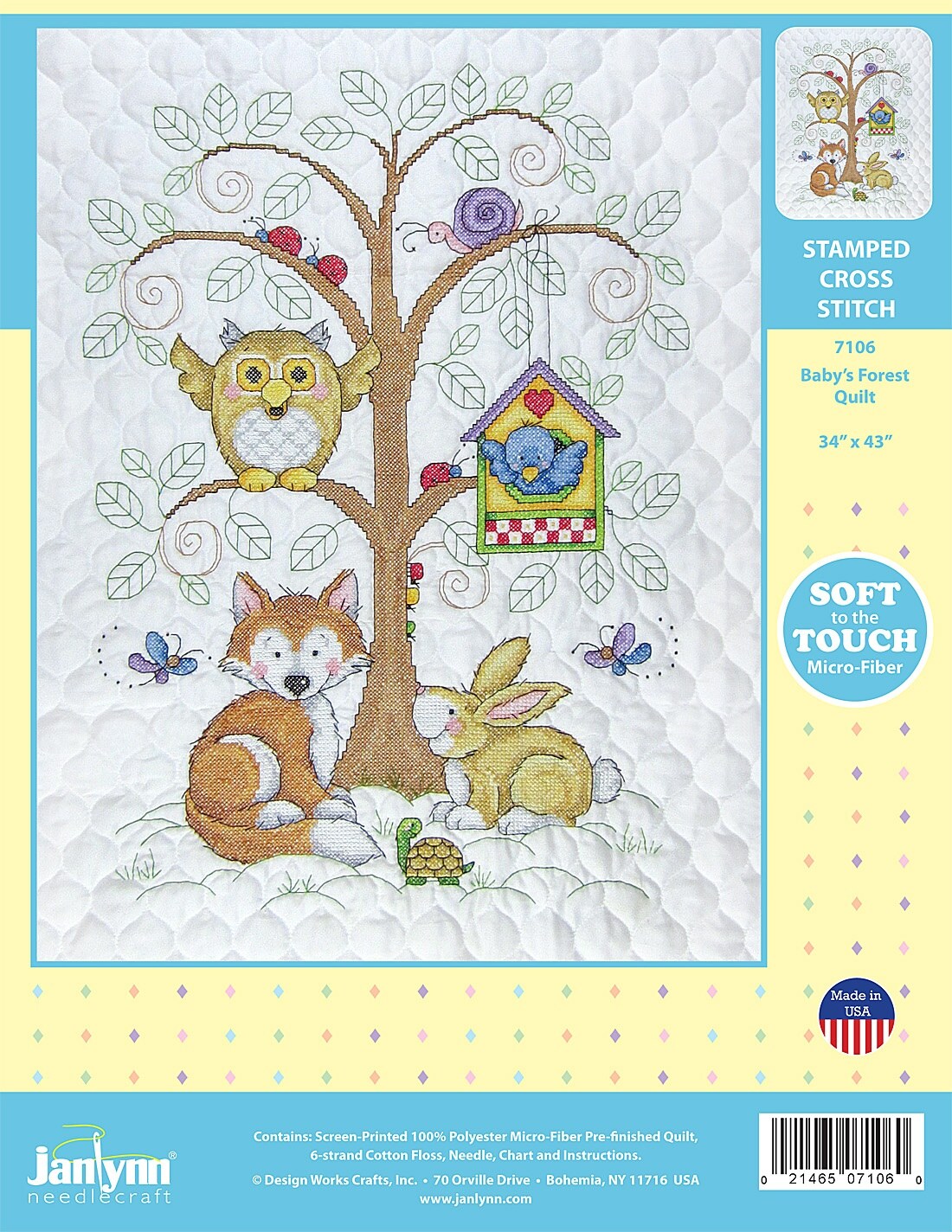 Design Works Stamped Quilt Cross Stitch Kit 34"X43"-Baby's Forest