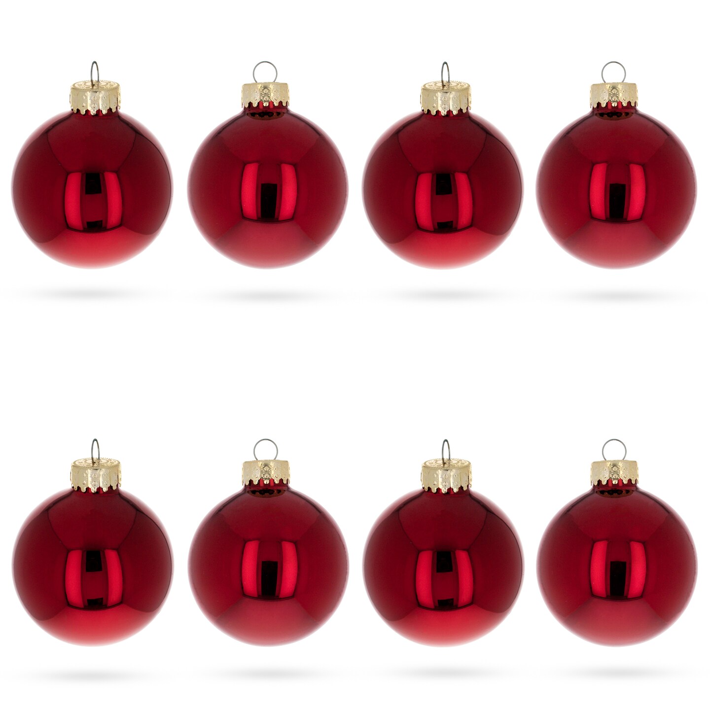 Set of 8 Shiny Red Glass Christmas Ball Ornament DIY Craft 2.6 Inches