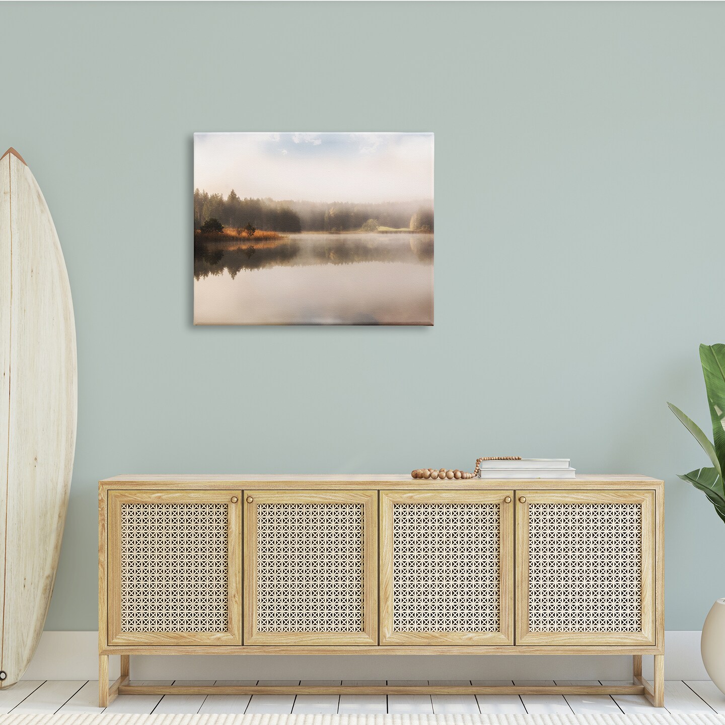 Stupell Industries Autumn Lake Misty Landscape Canvas Wall Art