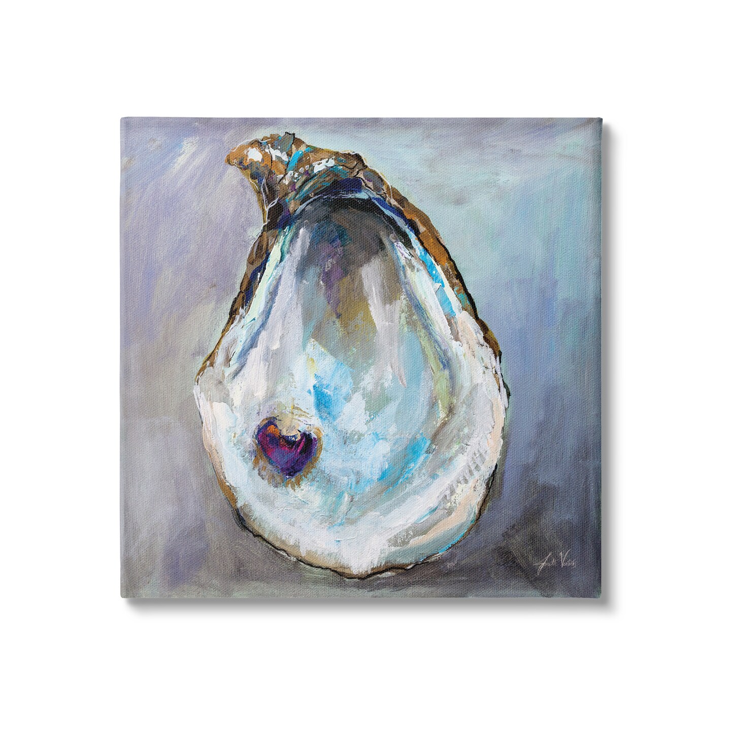 Stupell Industries Oyster Shell with Pearl Canvas Wall Art