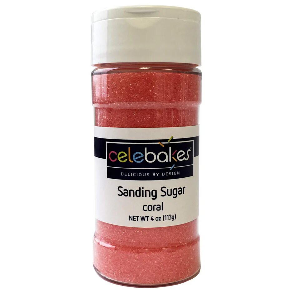 Celebakes Coral Sanding Sugar, 4 oz.