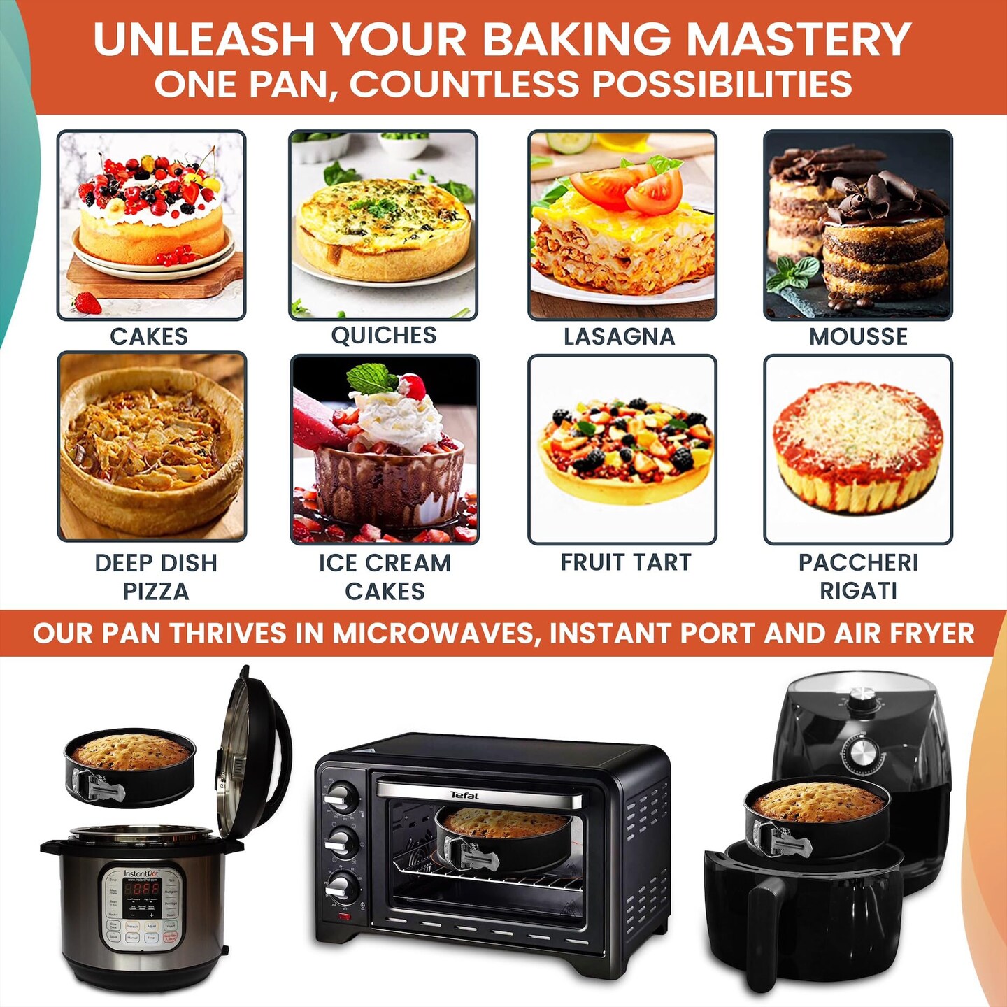 100 Pieces Cake Pan Sets for Baking + Cake Decorating Kit: 3 Non-Stick Springform Pans Set (4, 7, 9 inches), Piping Tips, Cake Leveler – Multi-functional Leak-Proof CheeseCake Pan & eBook