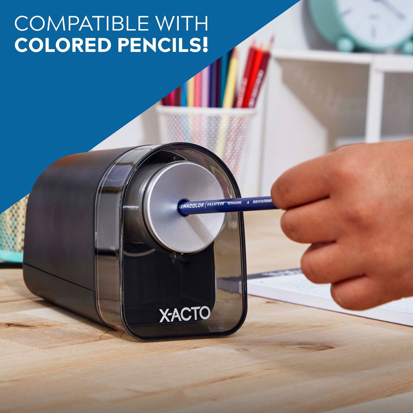 Pencil Sharpener, XLR Electric Pencil Sharpener, Pencil Saver, SafeStart Motor, Black, 1818x