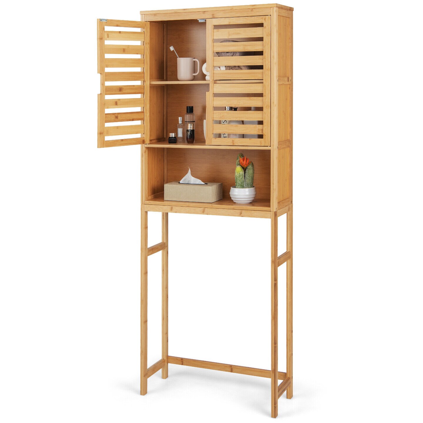 Over The Toilet Storage Cabinet Bathroom with Adjustable Shelf-Natural