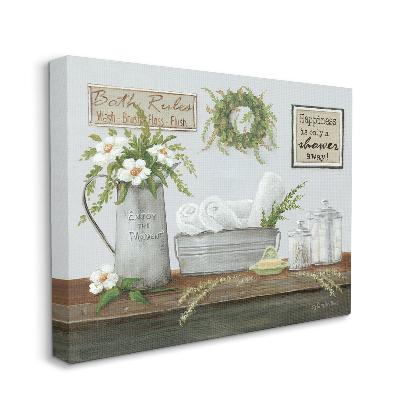 Stupell Industries Farmhouse Bathroom Counter Canvas Wall Art