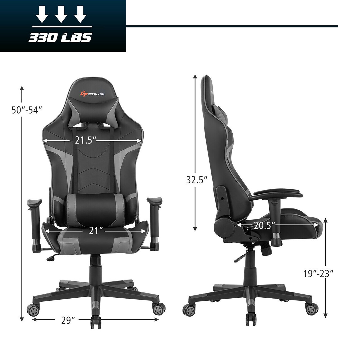Goplus Massage Gaming Chair Reclining Swivel Racing Office Chair w/Lumbar Support