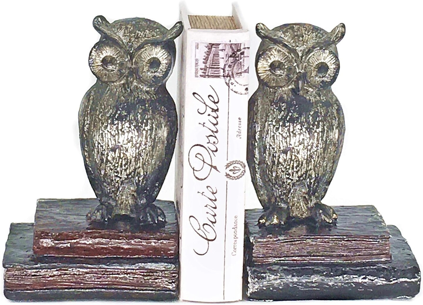 Decorative Bookends Owl Wide Eyed Rustic Retro Shabby Chic Unique Book Ends Birds Boho Farmhouse