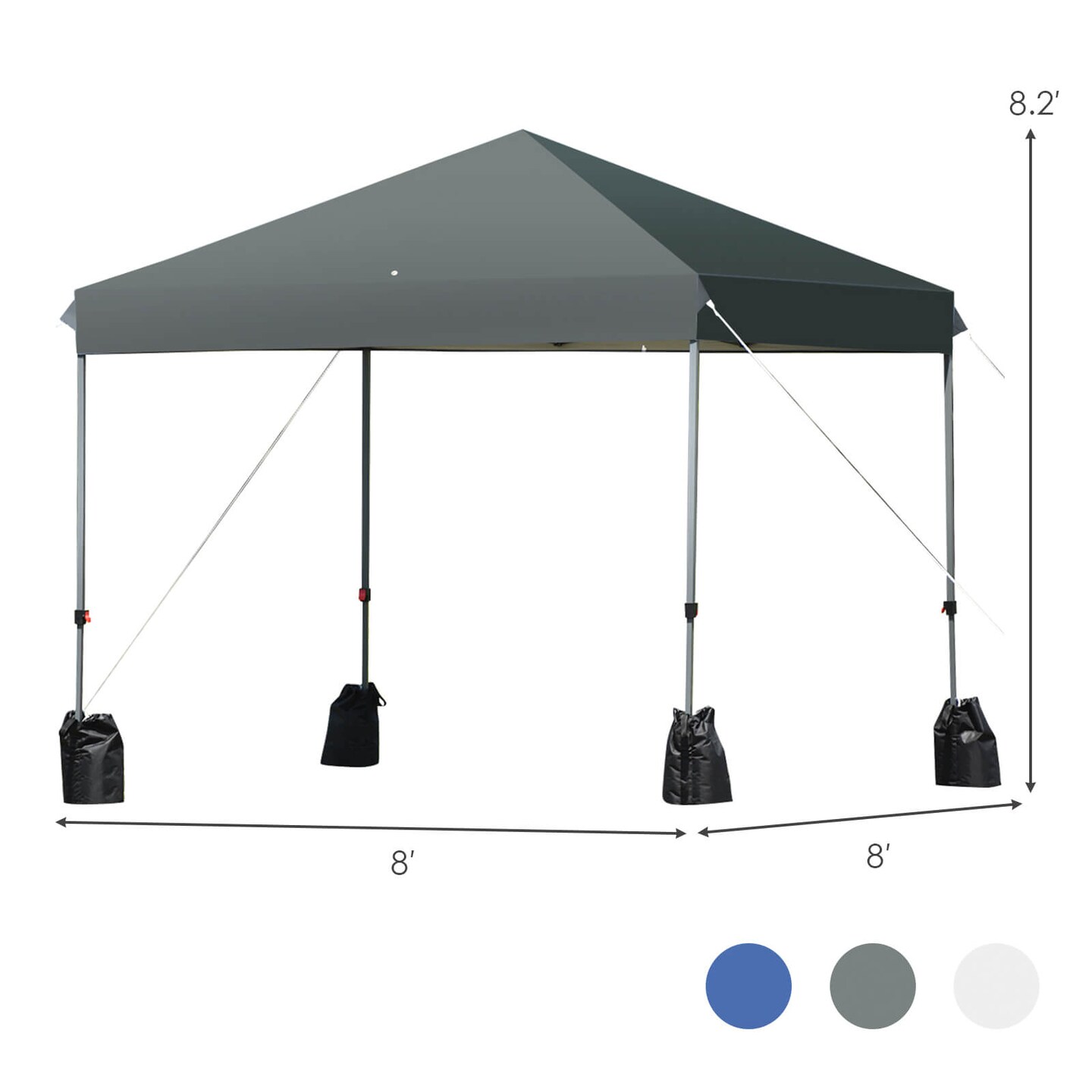 8&#x27;x8&#x27; Outdoor Pop up Canopy Tent  w/Roller Bag-White