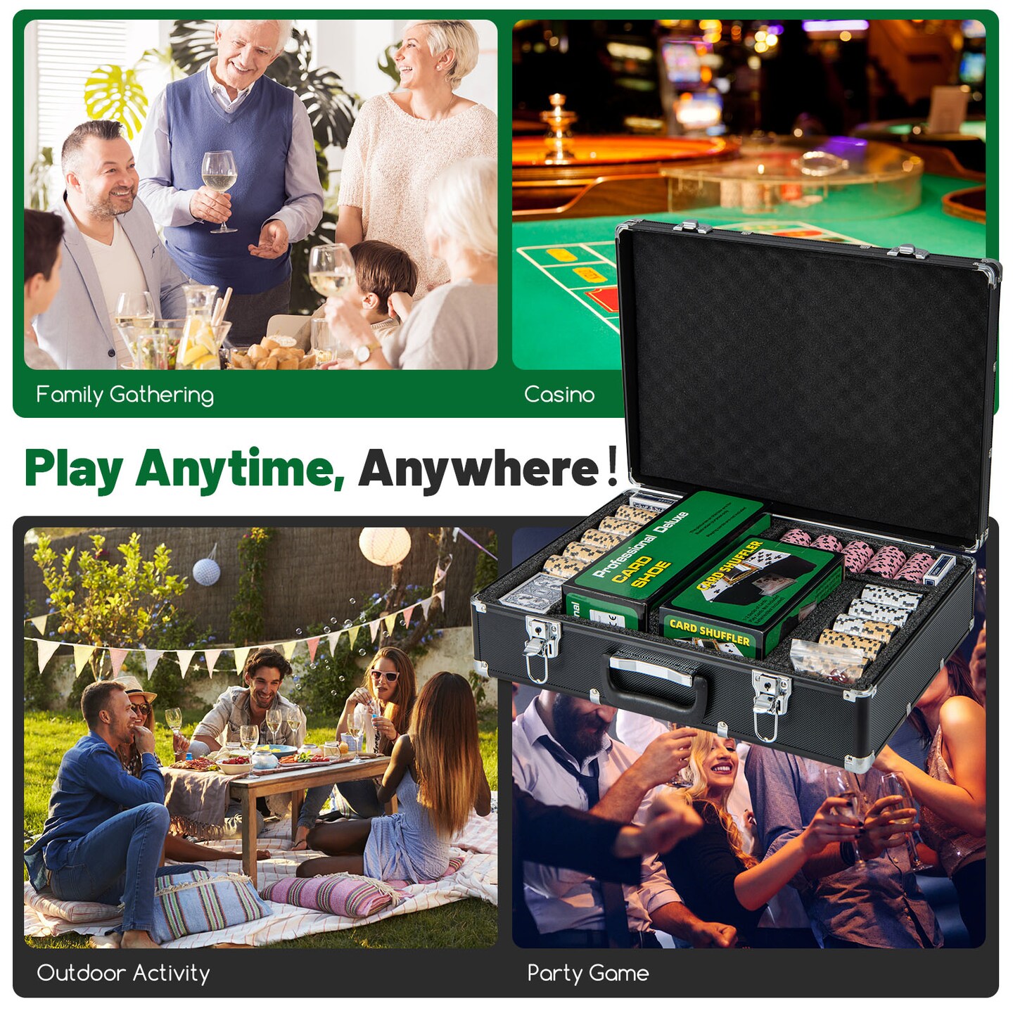 600-piece Poker Chip Set 14 Gram Claytec Chips With Carrying Case-black