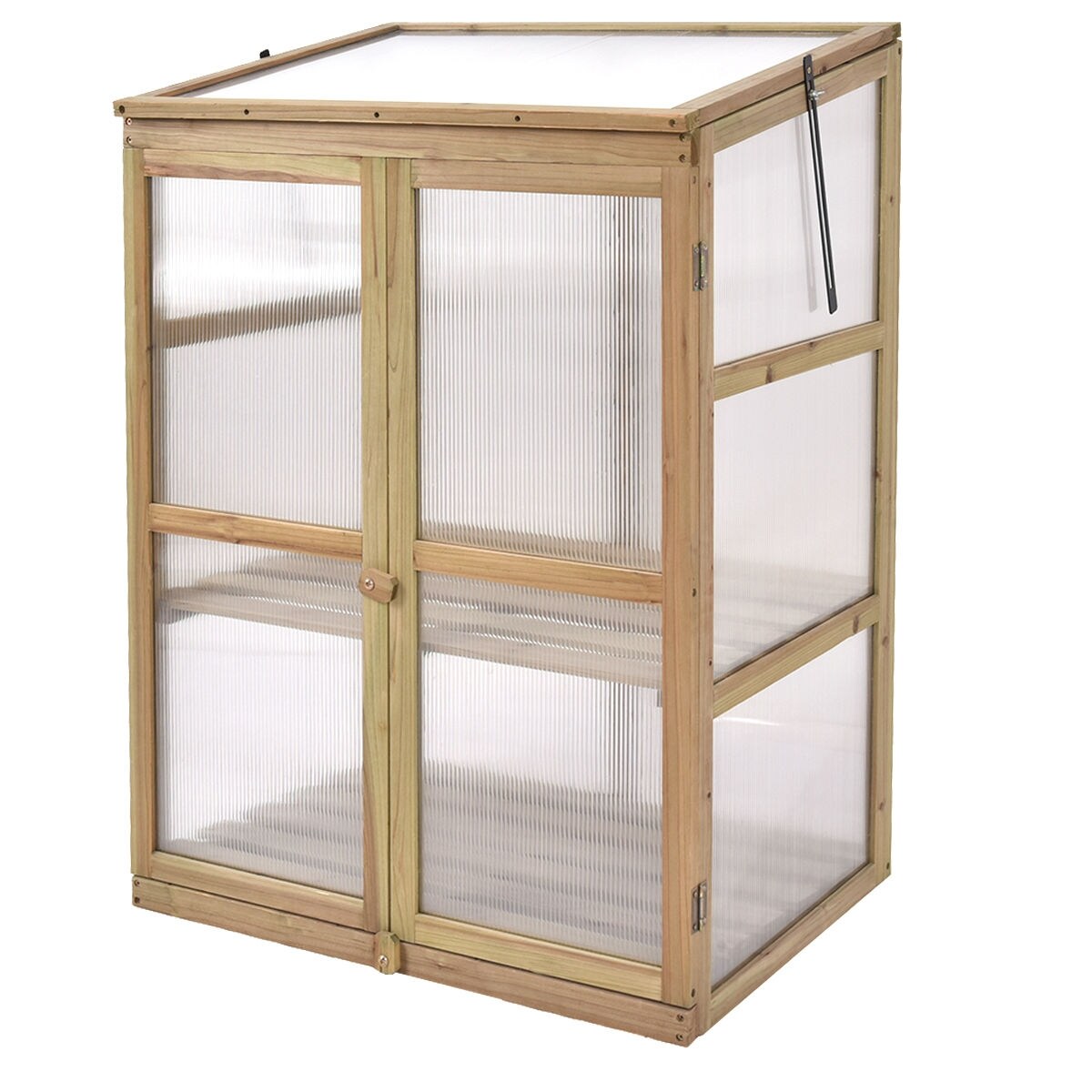 Garden Portable Wooden Raised Plants Greenhouse with Double Shelves