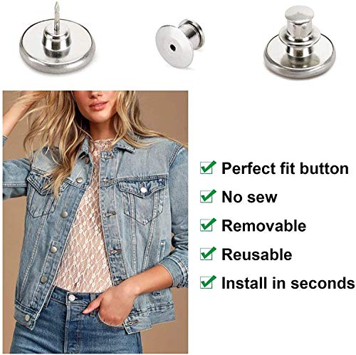 6 Pieces Perfect Fit Instant Button, Instant Buttons, Jean Replacement Buttons Removable Button No Sew Buttons to Extend or Reduce an Inch to Any Pants Waist in Seconds!