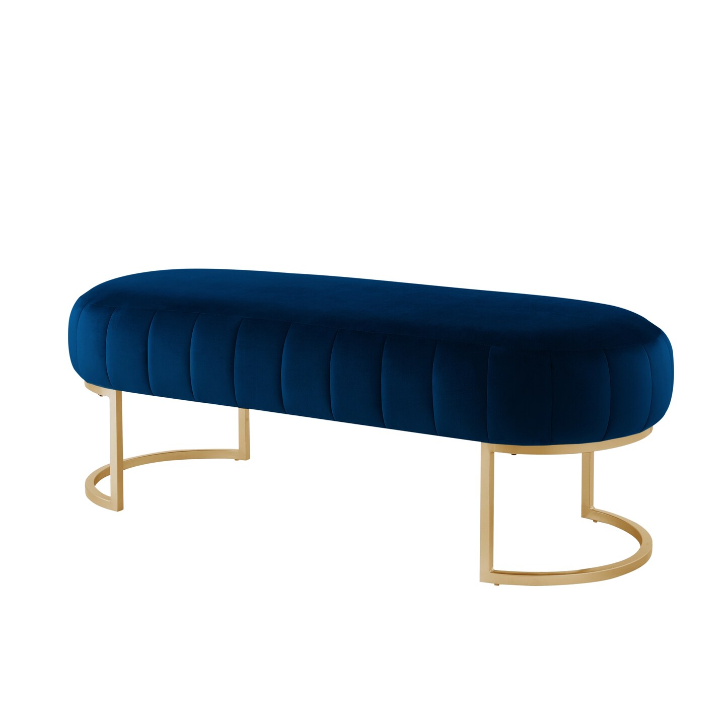 Mohit Leather/Velvet Channel Tufted  Bench