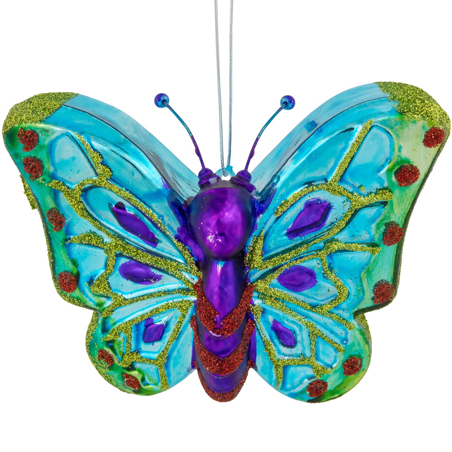 Northlight 4.5" Blue and Pink Butterfly Glass Christmas Ornament