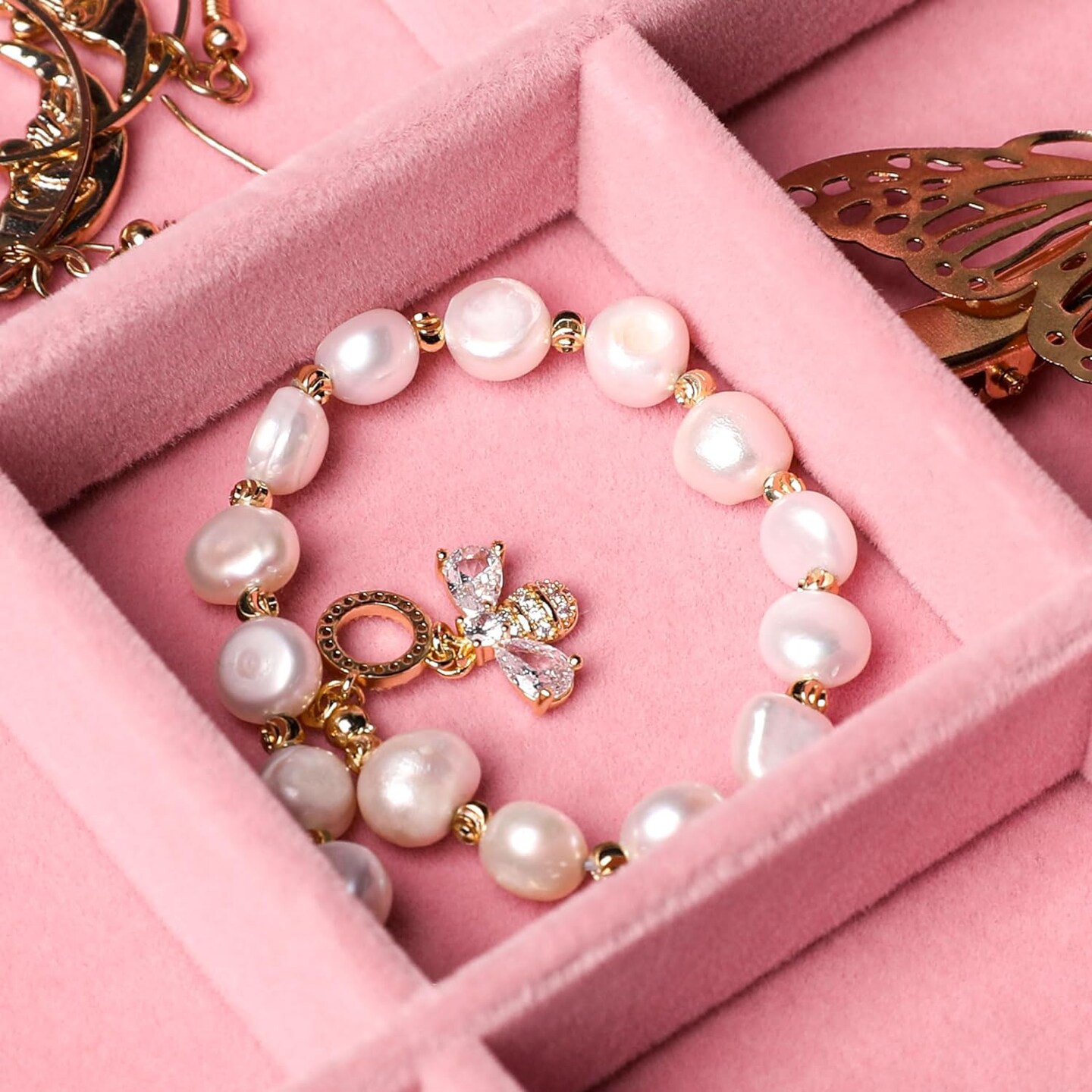 4-Pieces Stackable Velvet Jewelry Organizer Trays