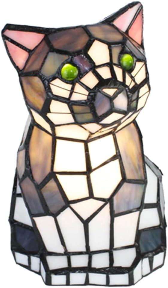 Kitty Tiffany Stained Glass Lamp Base - Perfect for a Living Room, Bedroom, Office, &#x26; More