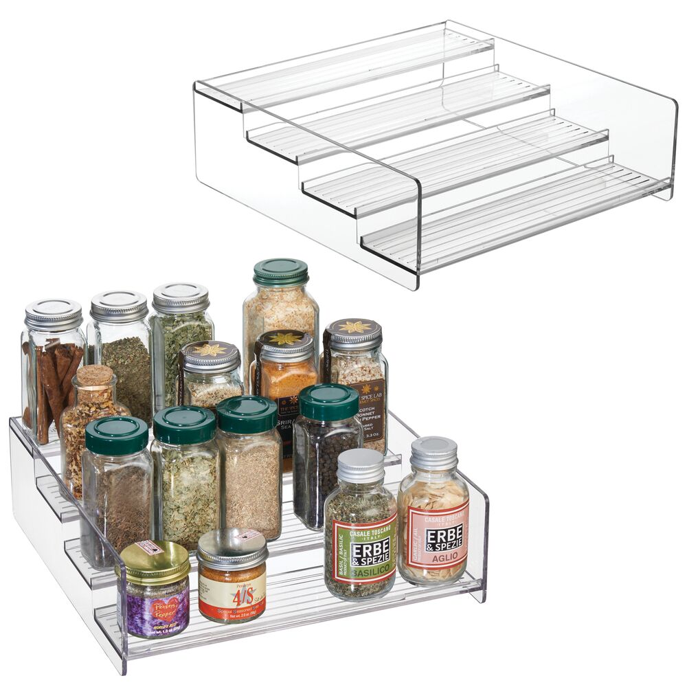 mDesign Plastic Kitchen Spice Rack, Food Storage Organizer, 4