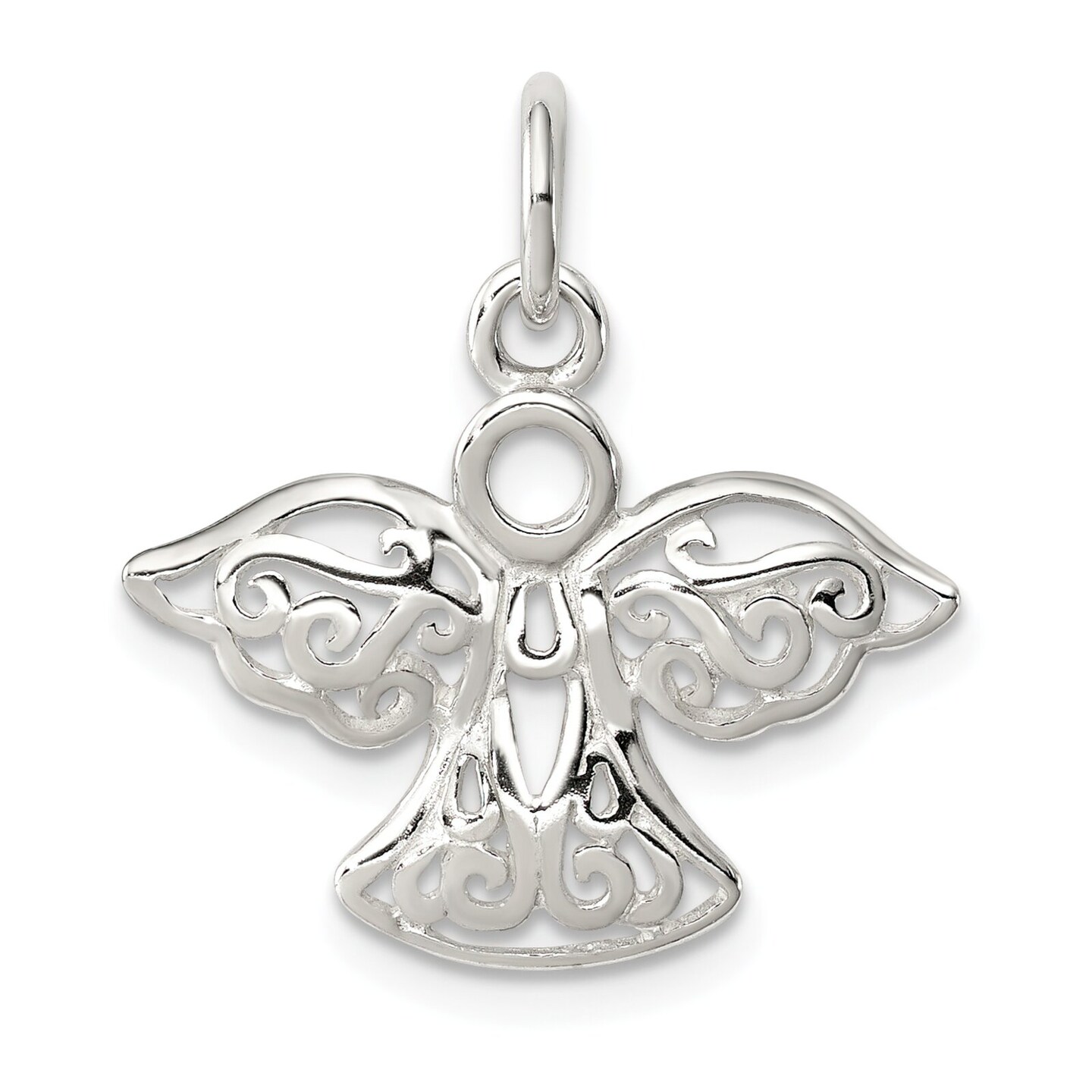 Sterling Silver Filigree Angel Charm Religious Jewelry 20mm L X 20mmW Approx.
