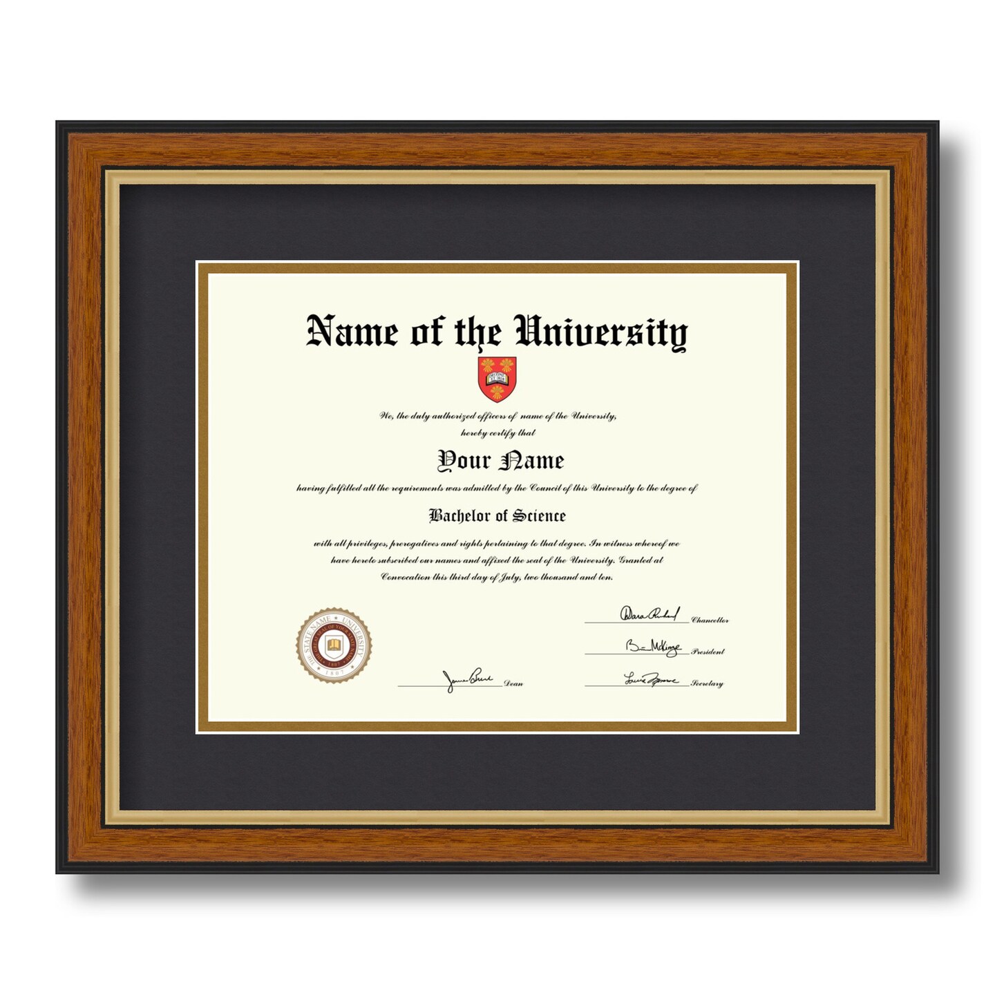 ArtToFrames 8.5x11 inch Diploma Frame - Framed with Black and Gold Mats, Comes with Regular Glass and Sawtooth Hanger for Wall Hanging (D-8.5x11)