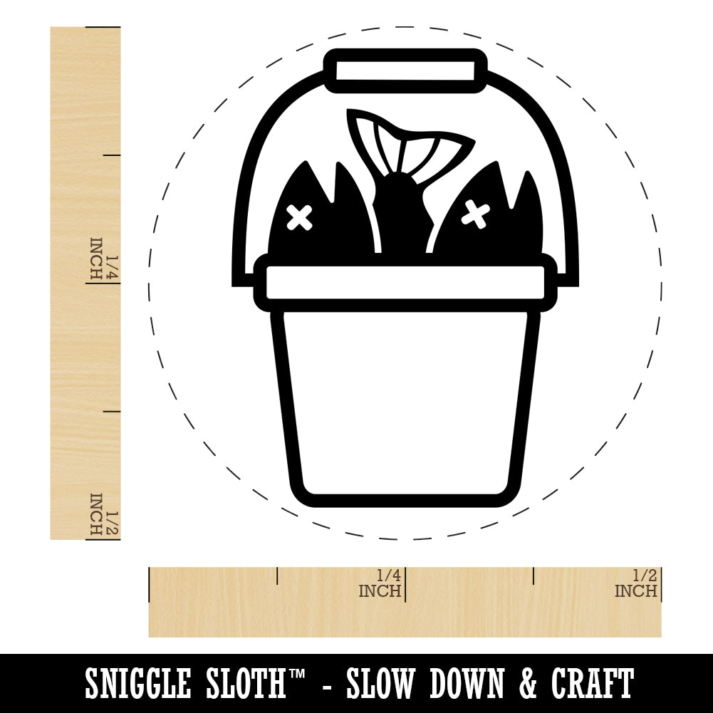 Fishing Bucket Full of Fish Fisherman Angler Self-Inking Rubber Stamp for Stamping Crafting Planners